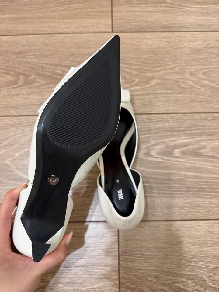 Белые туфли на каблуке с бантом, вдохновение Prada Origami