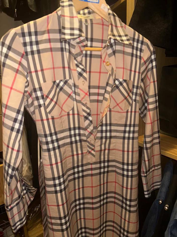 Burberry бежевое платье в клетку