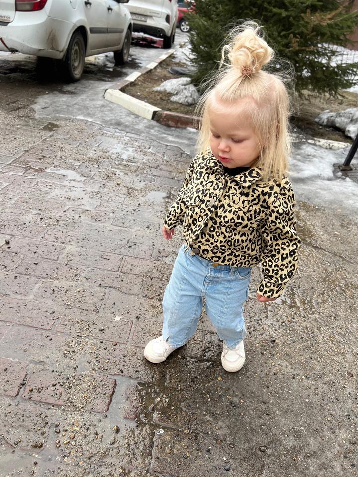 Леопардовая джинсовая куртка