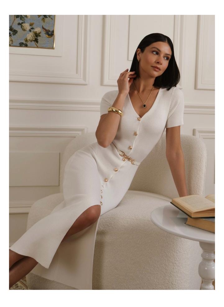 Трикотажное платье белое от Lichi