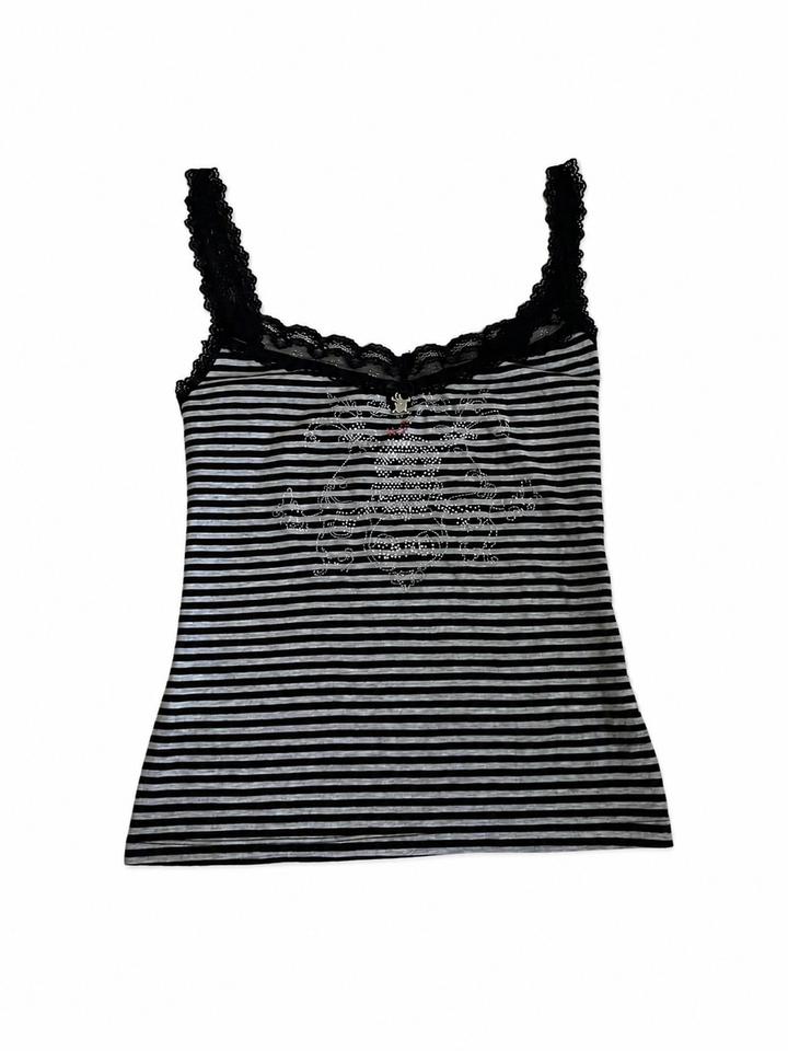 Striped lace tank top