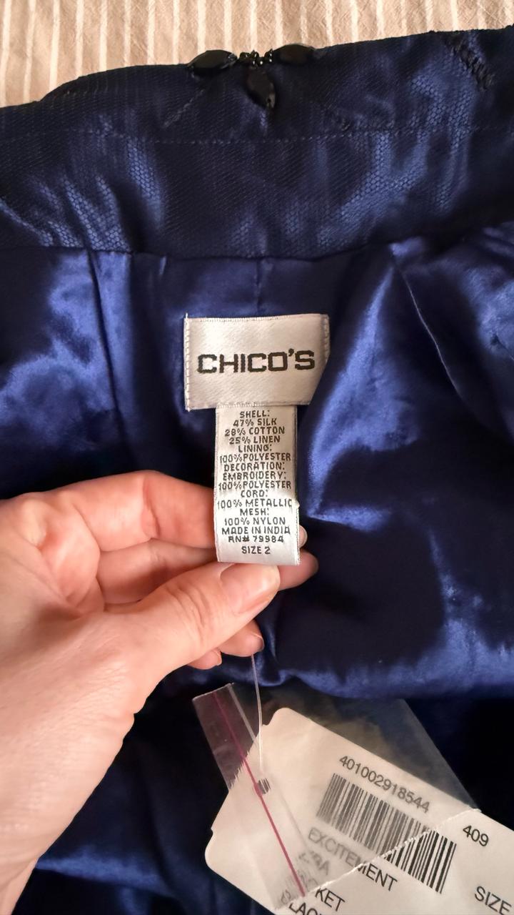 Жакет с вышивкой и бисером. шелк и лен