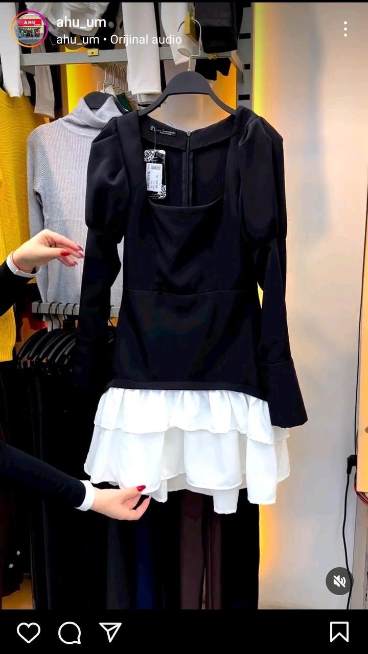 Черно белое платье