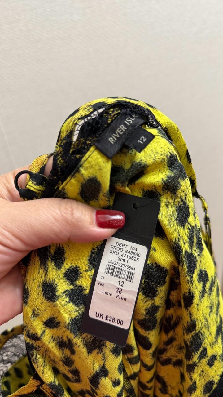 Лаймовое легкое платье River island