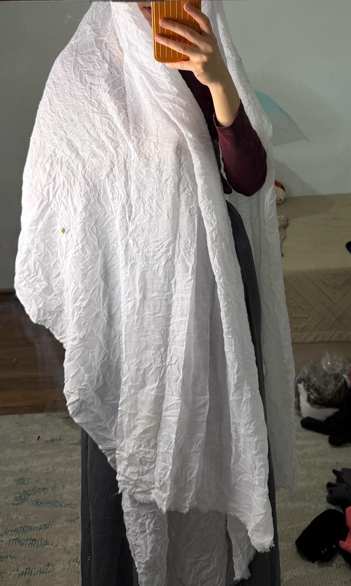 Жатый белый шарф 3 метра