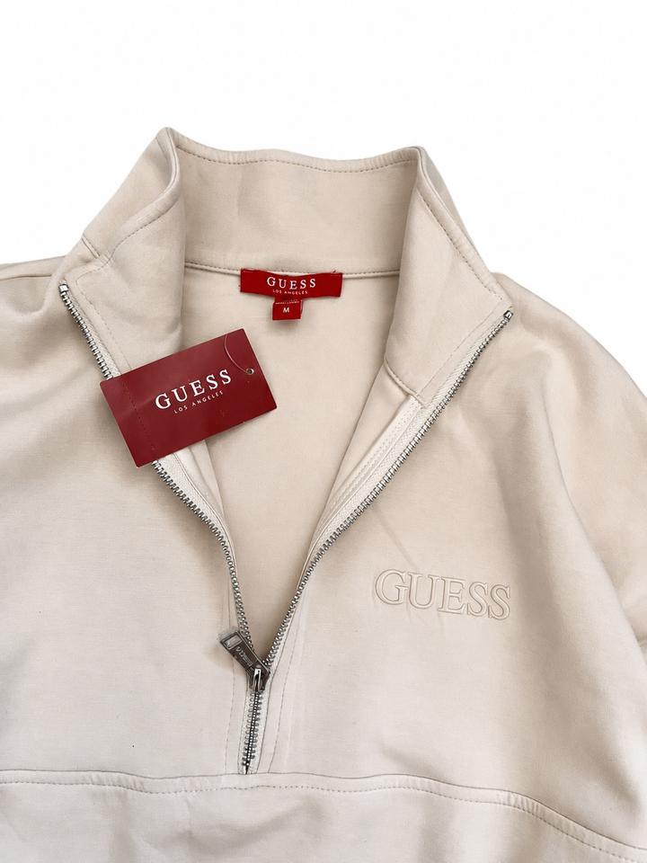 GUESS Cream Half-Zip Sweatshirt