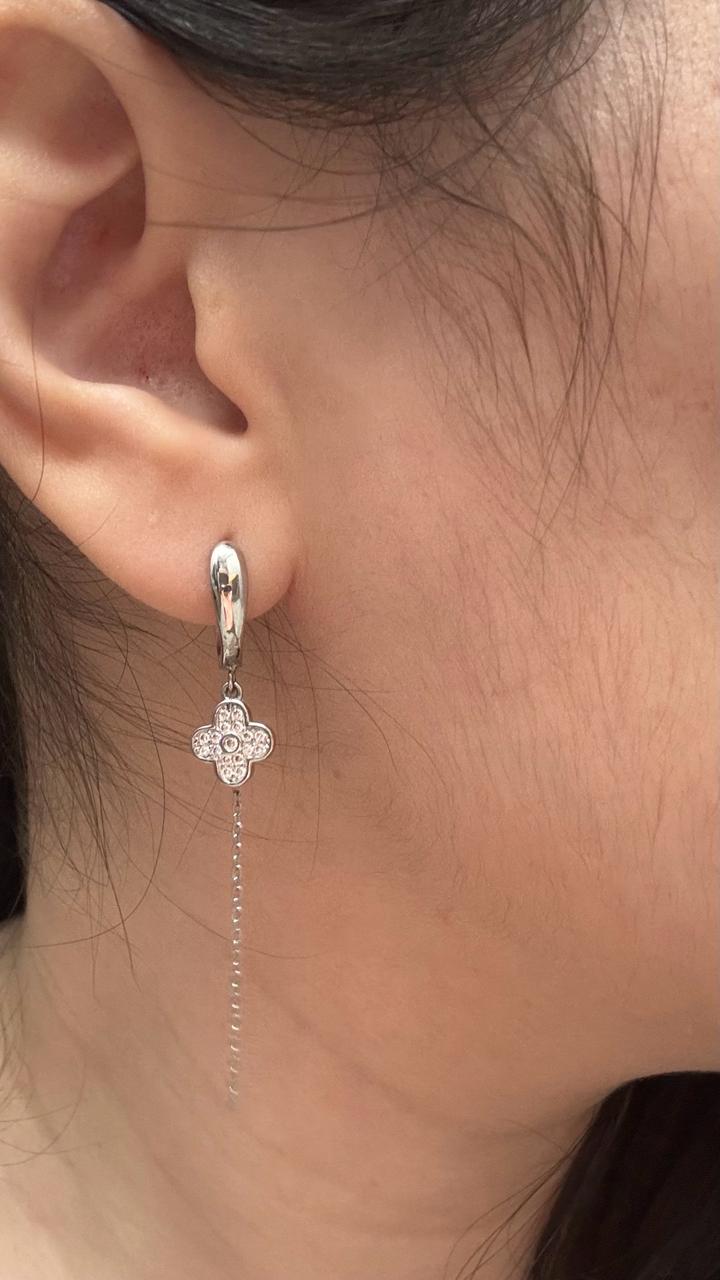 Висячие серьги Van Cleef & Arpels с цирконием.Серебро 925 проба.