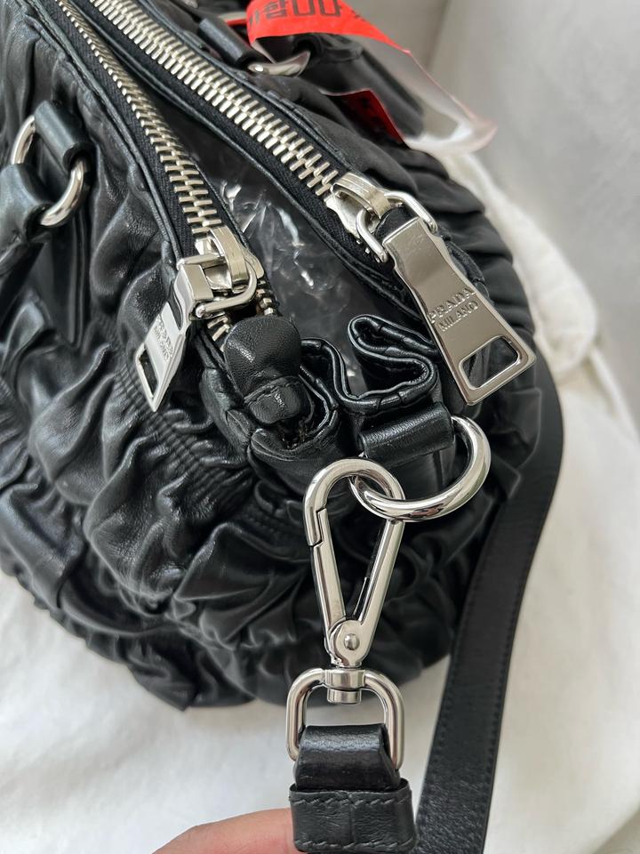 Prada Black Nappa Gaufre Leather Tote Bag