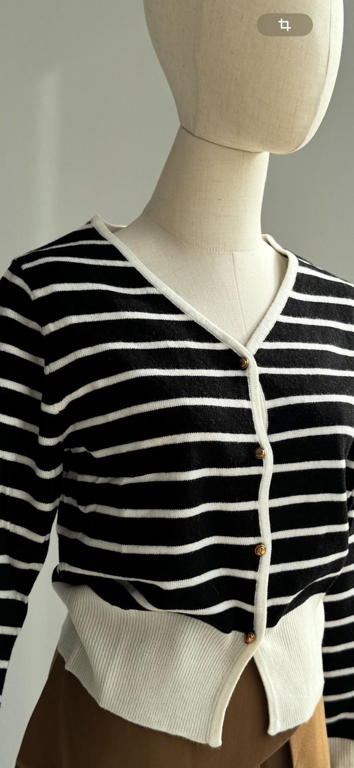 Кардиган, черный в белую полоску