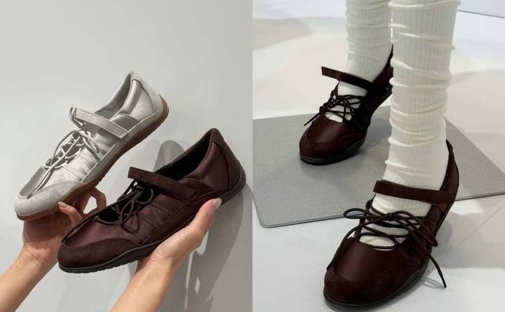 Балетки серый, черный