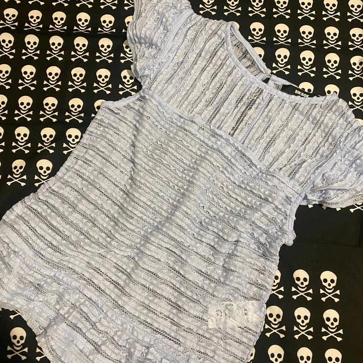 Кружевная голубая блузка BIK BOK