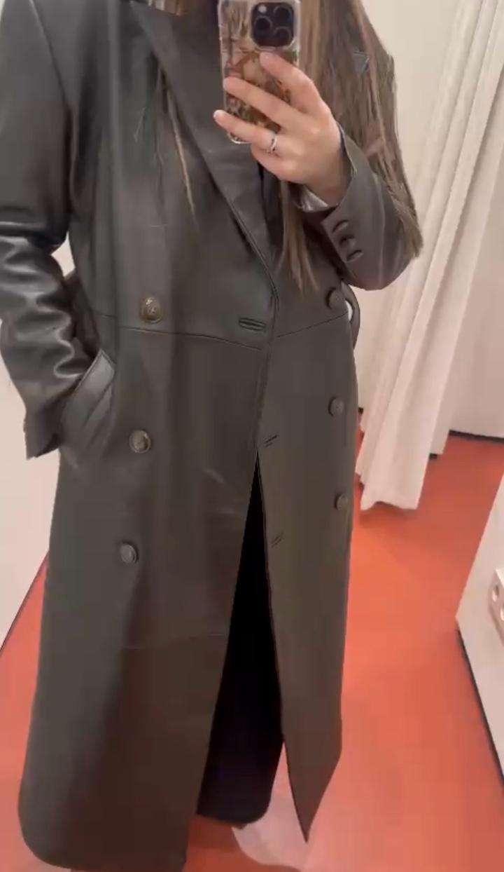 Тренч из натуральной телячьей кожи, размер L