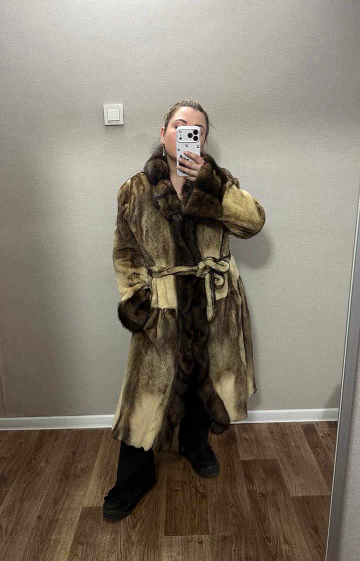 Шуба из стрижанной норки.