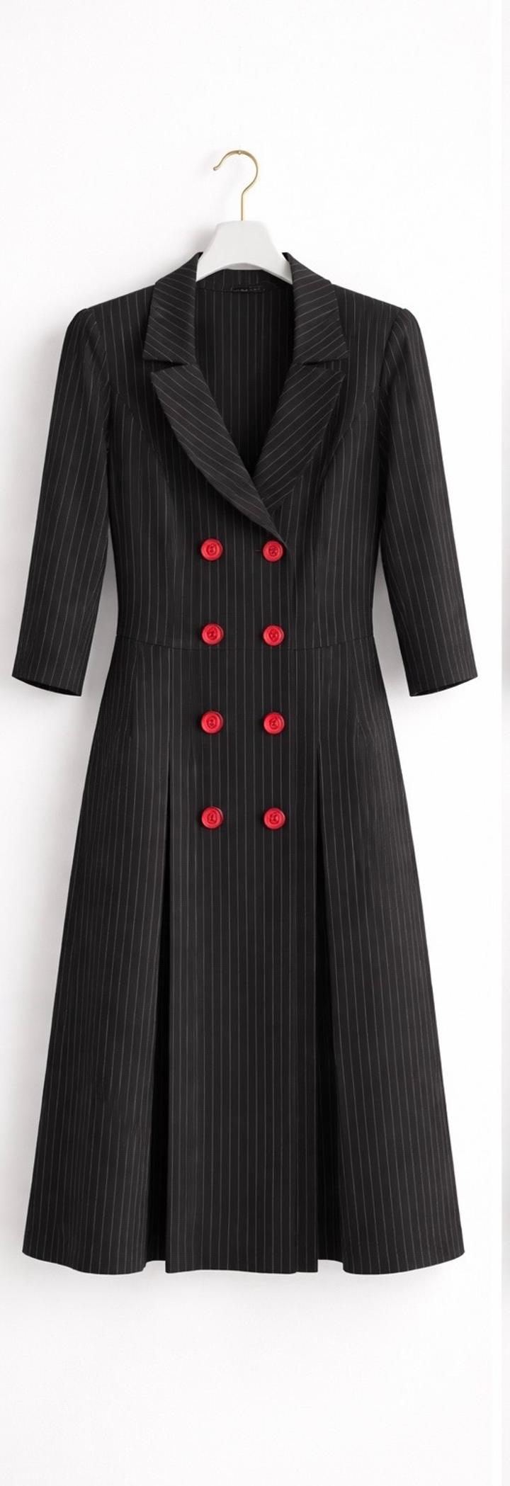 Стильное офисное платье-пиджак в полоску