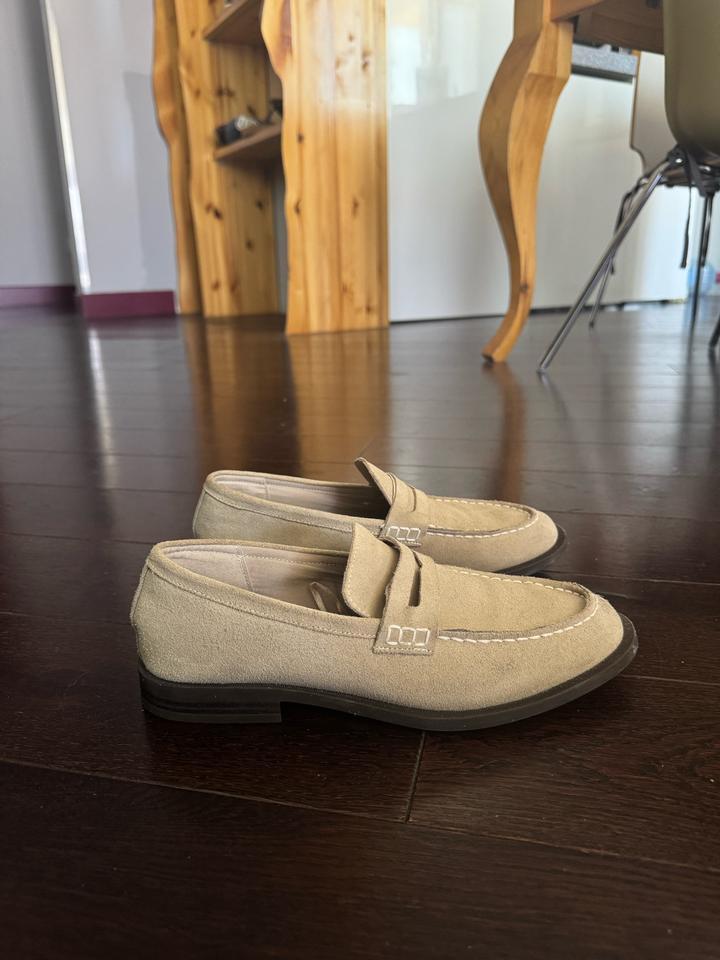 Zara лоферы замша + кожа