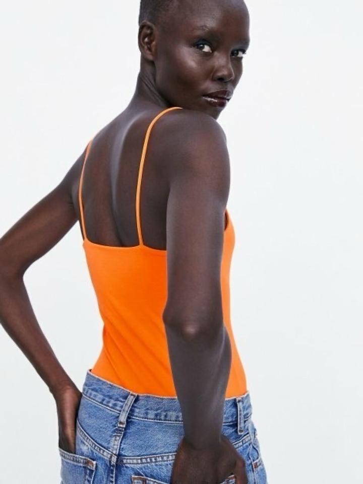 Neon orange top Zara