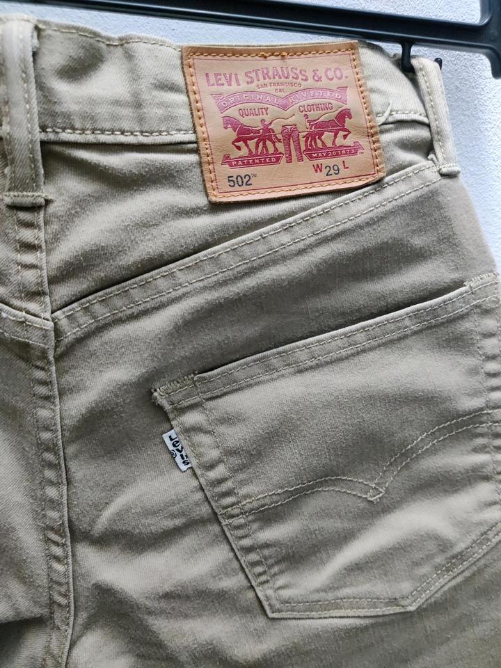 Мужские джинсовые шорты Levi's 502 бежевого (хаки) цвета