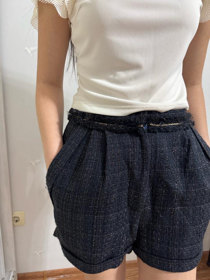 темно синий твидовый шорты