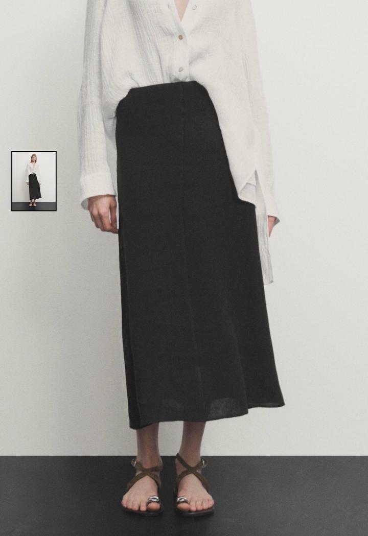 Черная льняная юбка