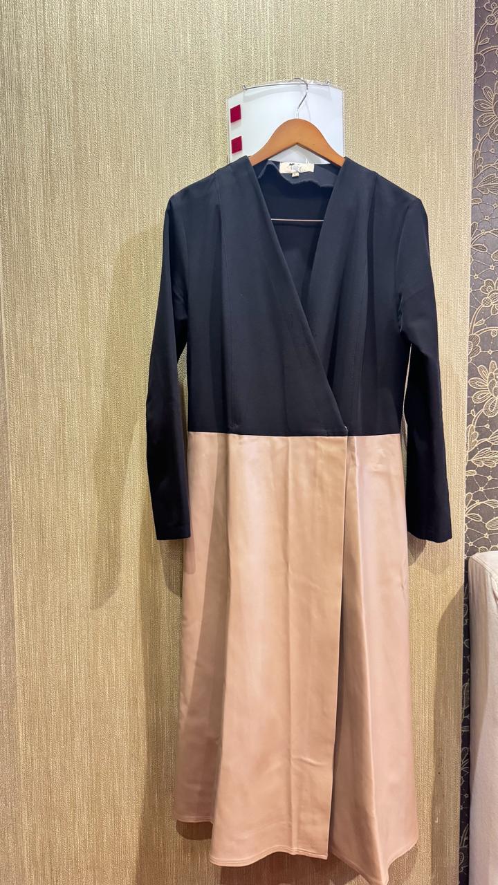 Платье трикотаж-экокожа