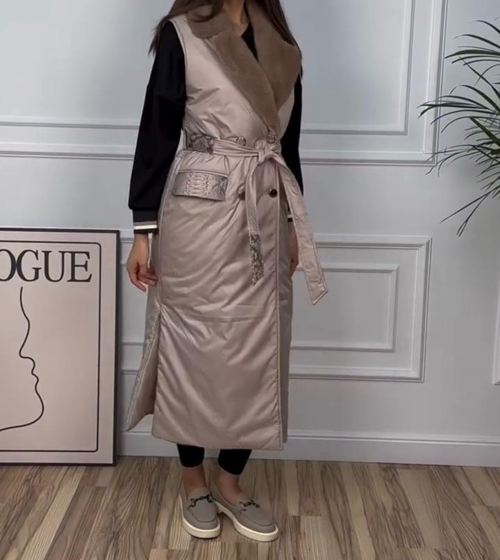 Элитная безрукавка с норковым воротом