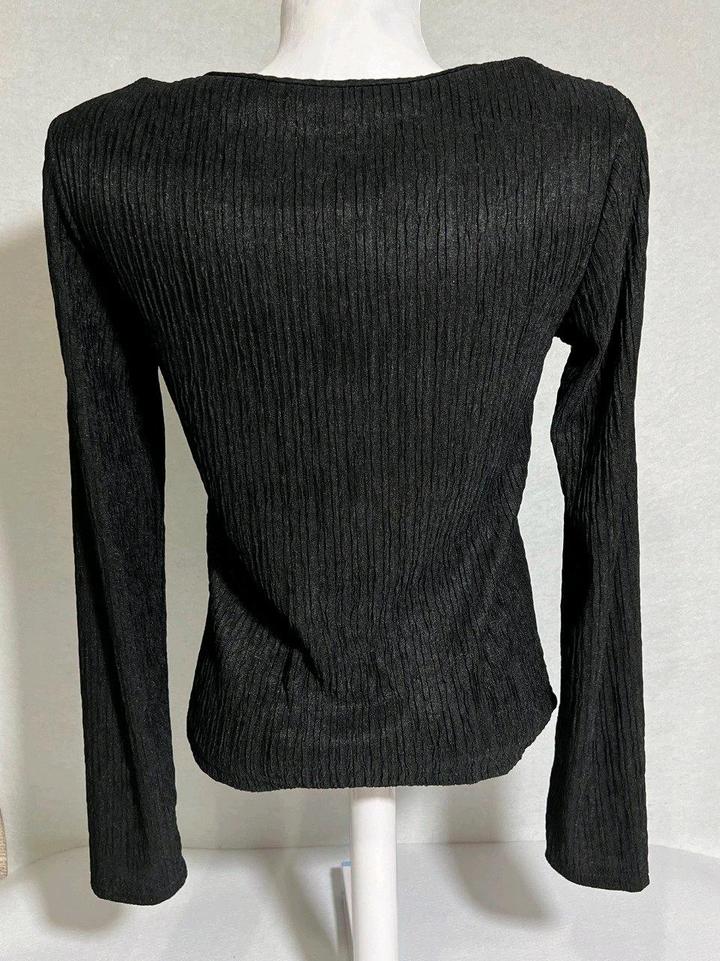 Новый черный топ блузка S р 42-44 с блеском офисный casual textured рубашка