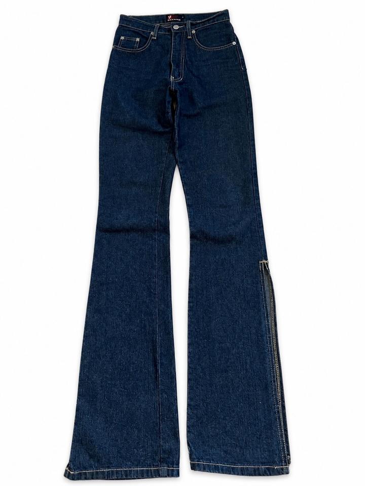 Dark Wash Side-Slit Flared Jeans