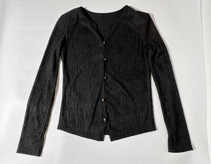 Новый черный топ блузка S р 42-44 с блеском офисный casual textured рубашка