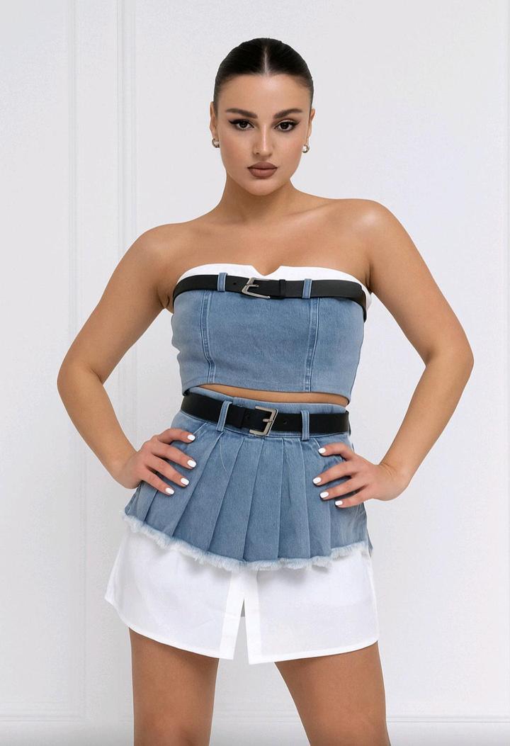 Стильная джинсовая двойка с шортами