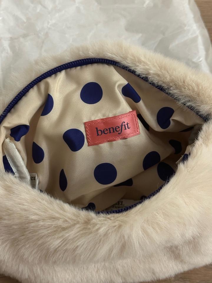 Benefit Faux Fur Makeup Bag polka dot
