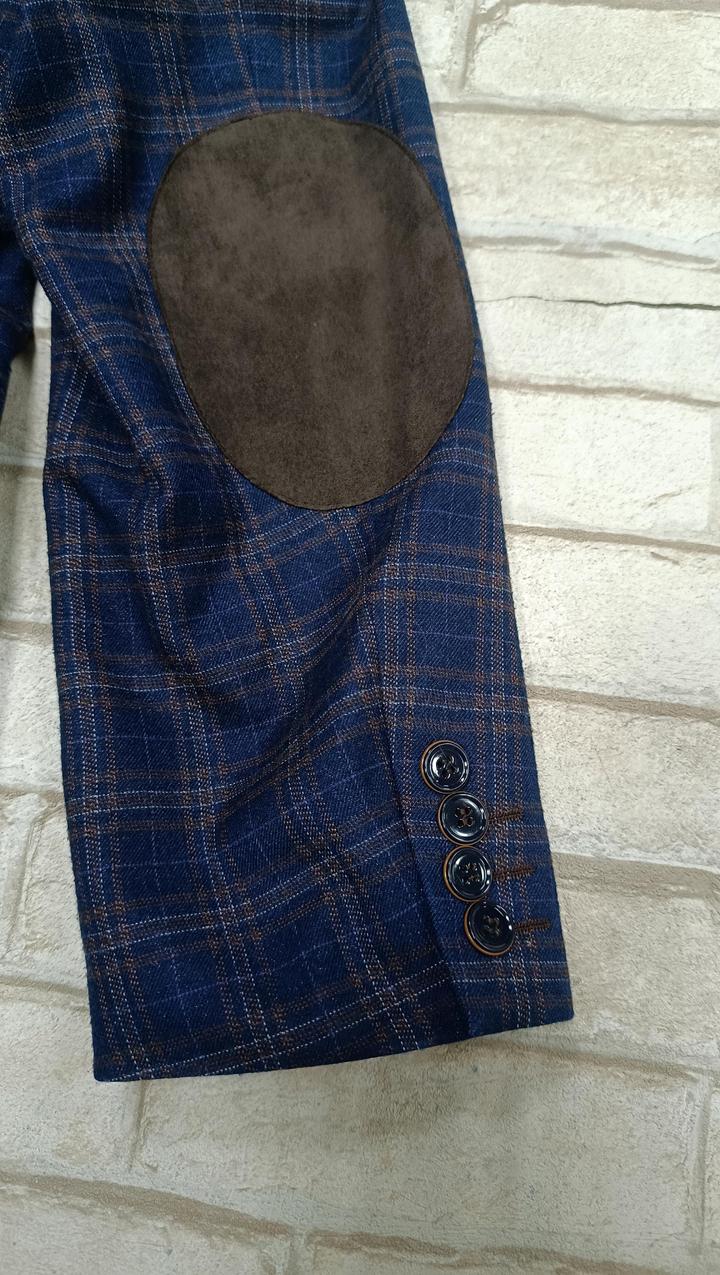 Мужской пиджак повседневный синий в клетку