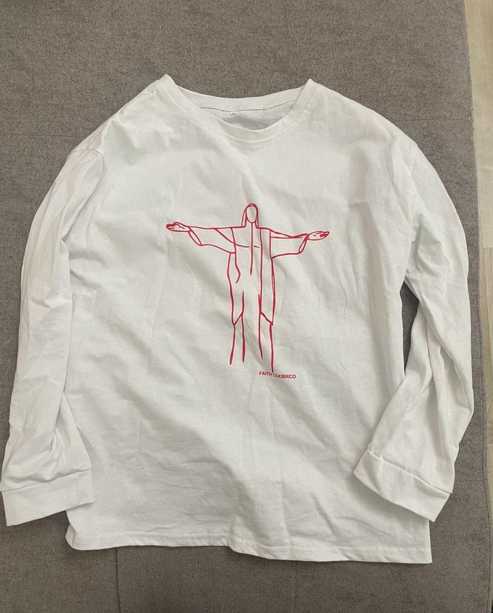 Белый Лонгслив с принтом Cristo Redentor