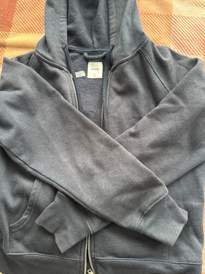 Темно синяя универсальная зип кофта с начесом / зип худи sinsay