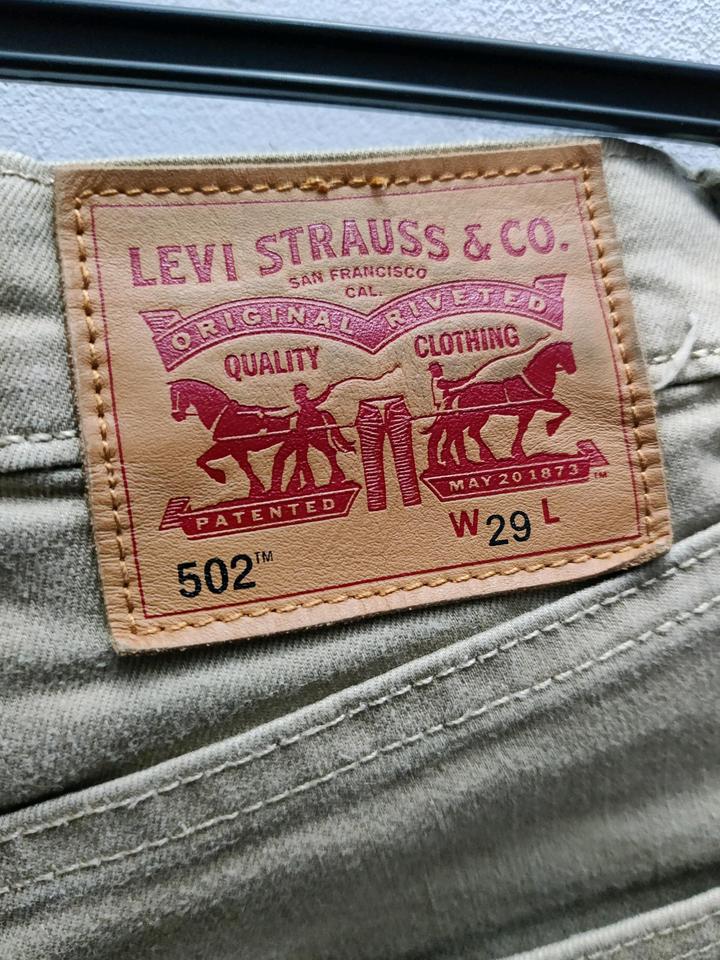Мужские джинсовые шорты Levi's 502 бежевого (хаки) цвета
