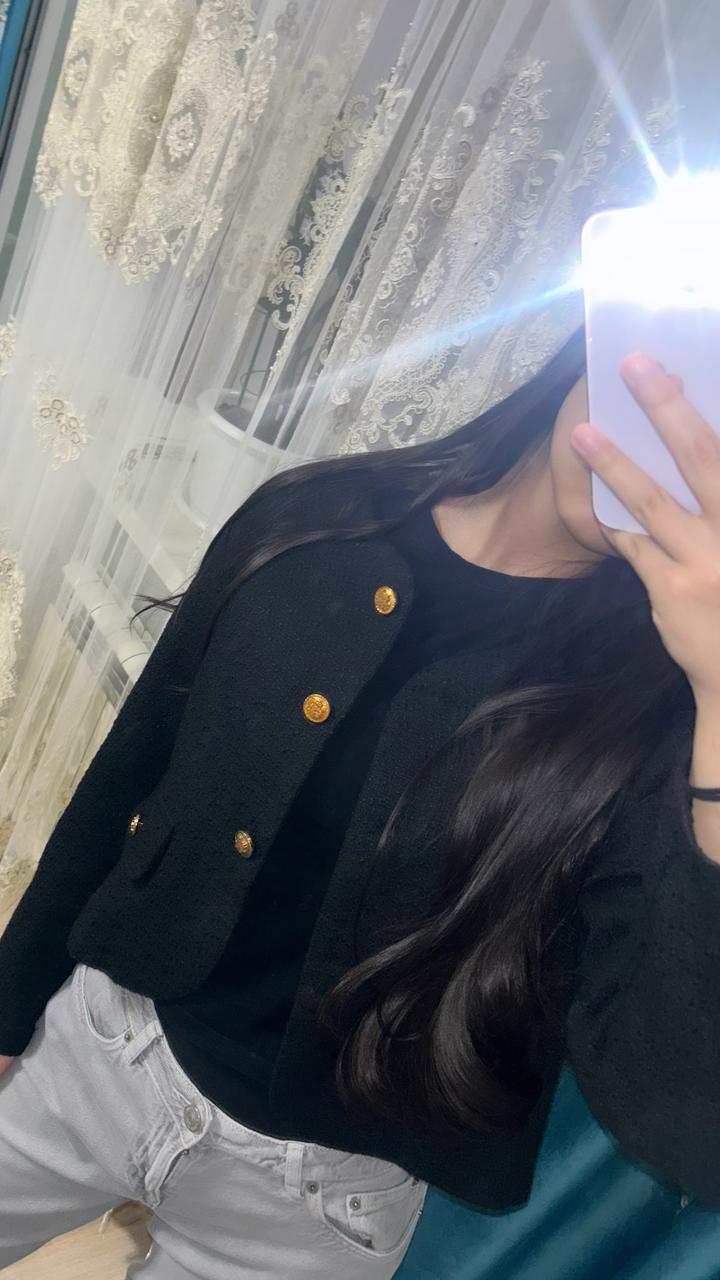 Черный твидовый пиджак