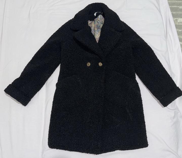 Тедди пальто черное S
