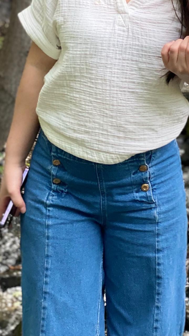 Джинсы-кюлоты Koton Sandra с золотыми пуговицами (W30/L32)