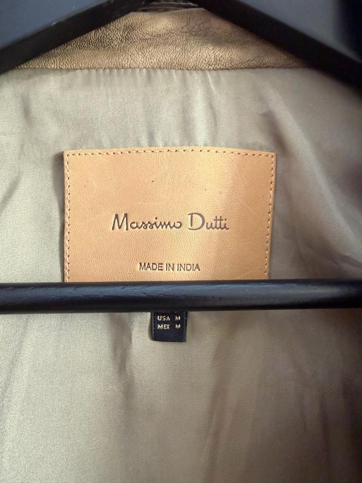 Кожаная куртка Massimo Dutti, хаки