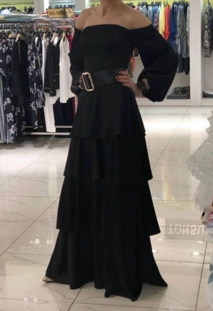 Трендовое ярусное платье макси в стиле Total Black 🖤