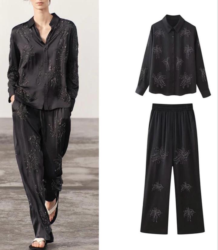 Zara костюм двойка пижамного стиля