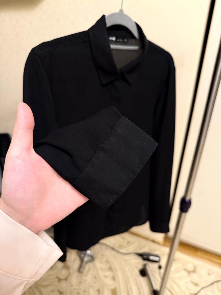 Черная шифоновая рубашка