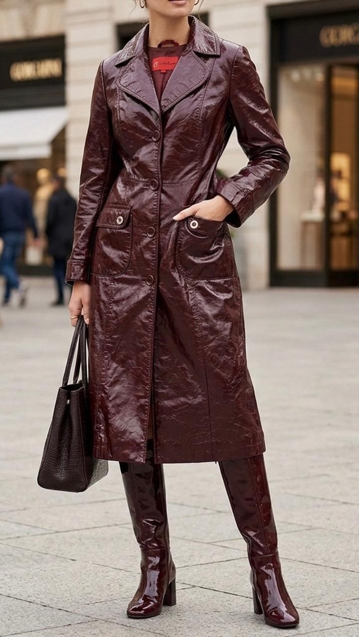 Винтажный кожаный плащ🍷