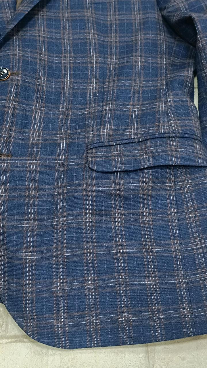 Мужской пиджак повседневный синий в клетку