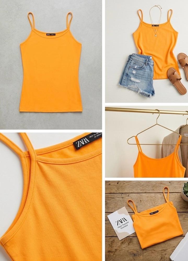 Neon orange top Zara