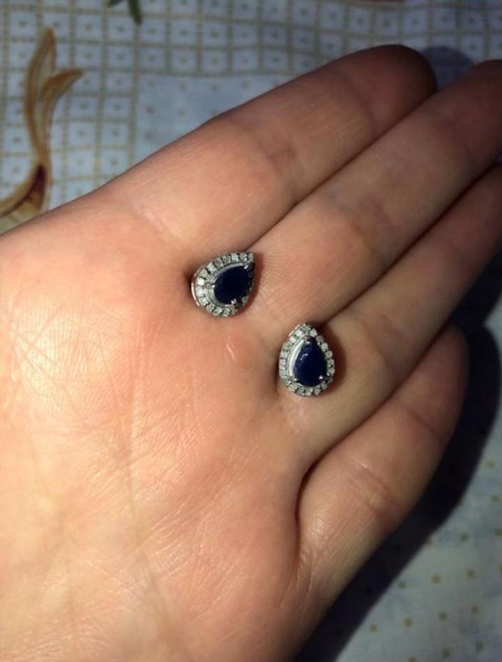 Сапфировые серьги с алмазами
