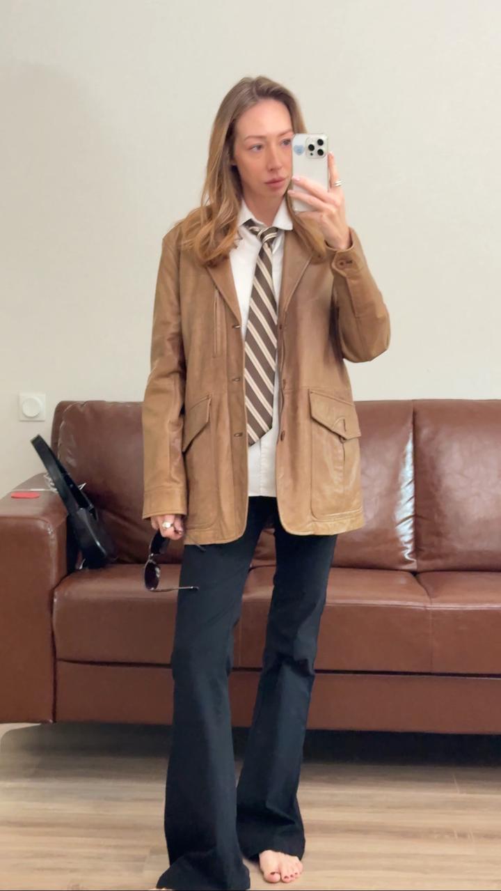 пиджак кожаный