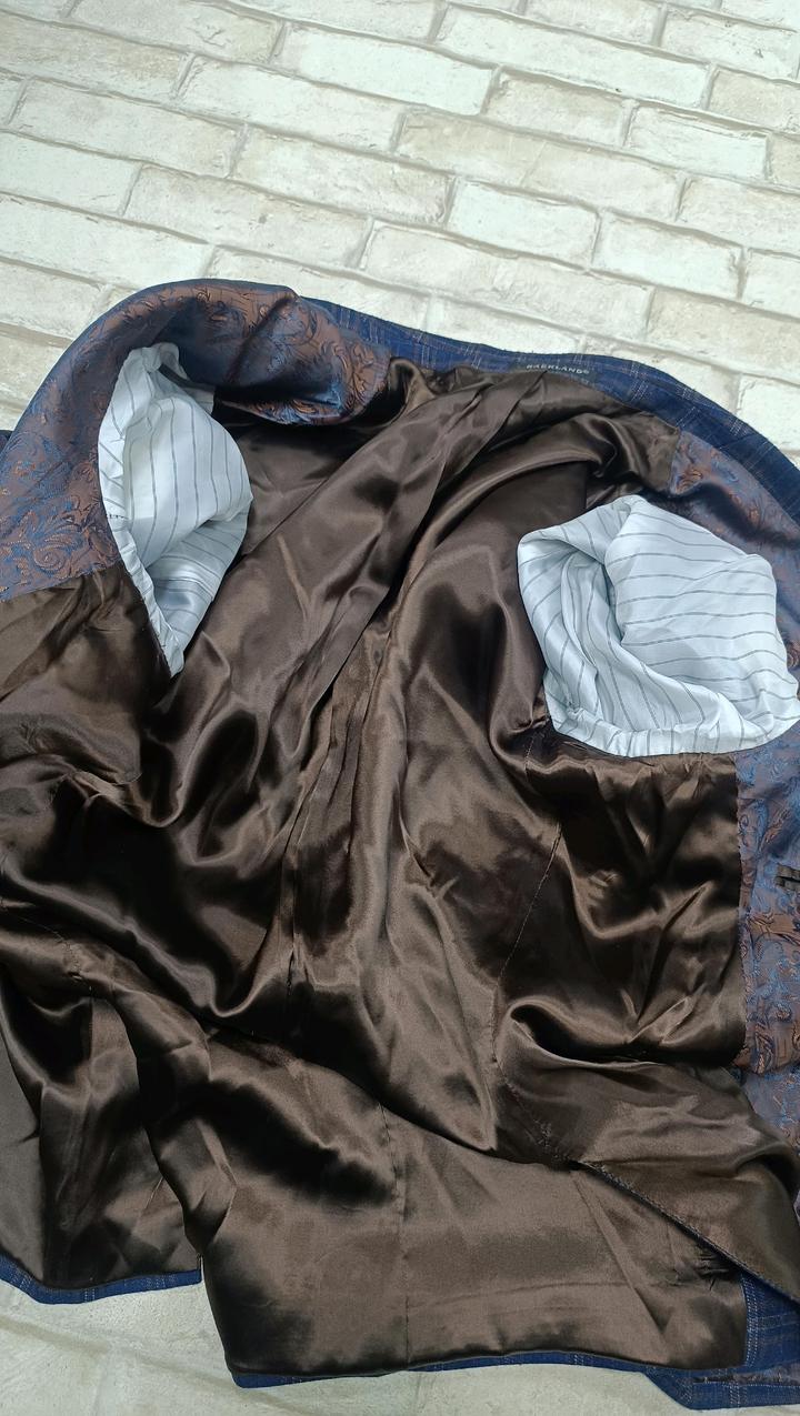 Мужской пиджак повседневный синий в клетку