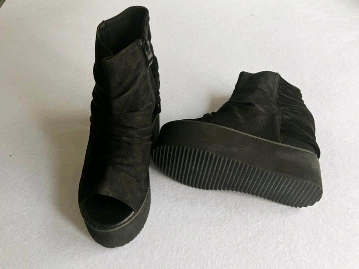 Новые ботильоны 37 р на платформе 12 см туфли ботинки черные с открытым носком