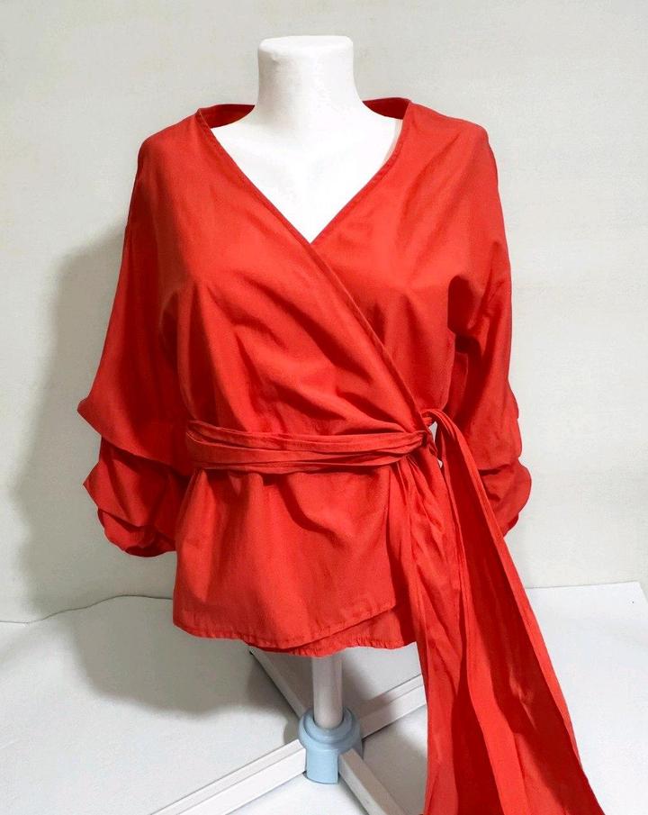 Блуза M 46 размер блузка коралловая рубашка рукав 3/4