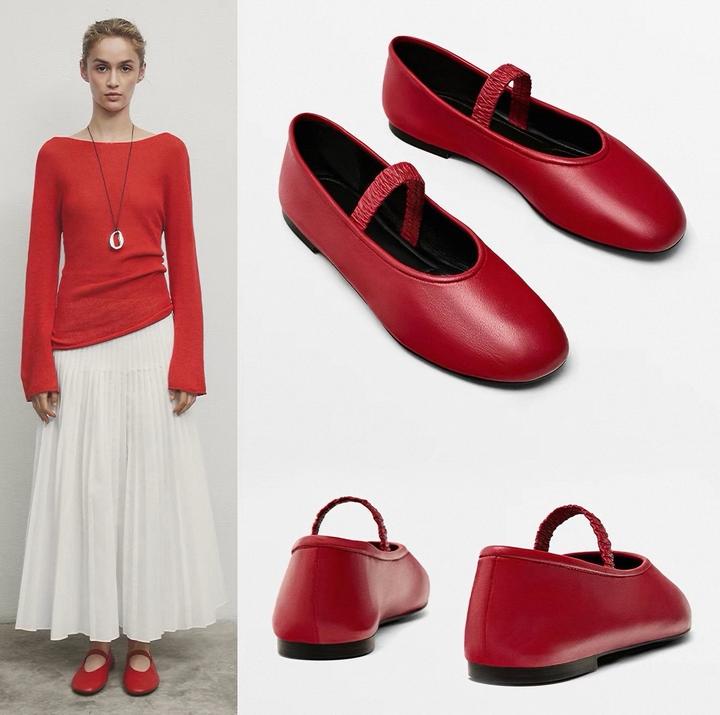 Балетки кожаные Massimo Dutti